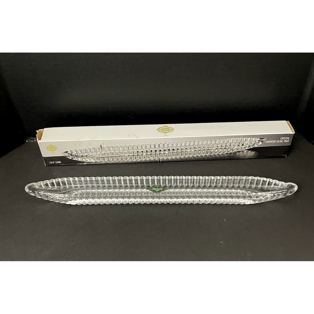 Shannon by Godinger Harmony Crystal Olive Tray 16" L Elegant Classic Entertain